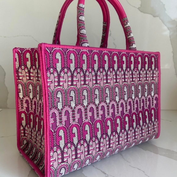 FURLA opportunity pink monogram-jacquard tote bag SUMMER BARBIECORE MOB WIFE - Picture 3 of 9